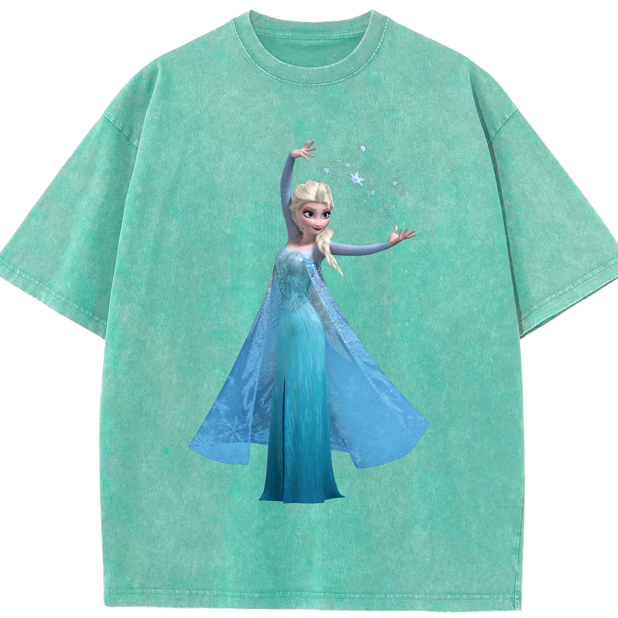 （画像用） アナと雪の女王 アンナ エルサ Frozen Anna Elsa 綿100% ヴィンテージ風 半袖Tシャツ（フロントプリント）